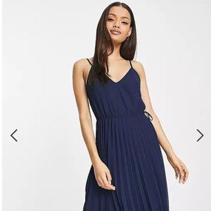 Asos Design Petite Pleated Cami Dress with Drawstring Waist